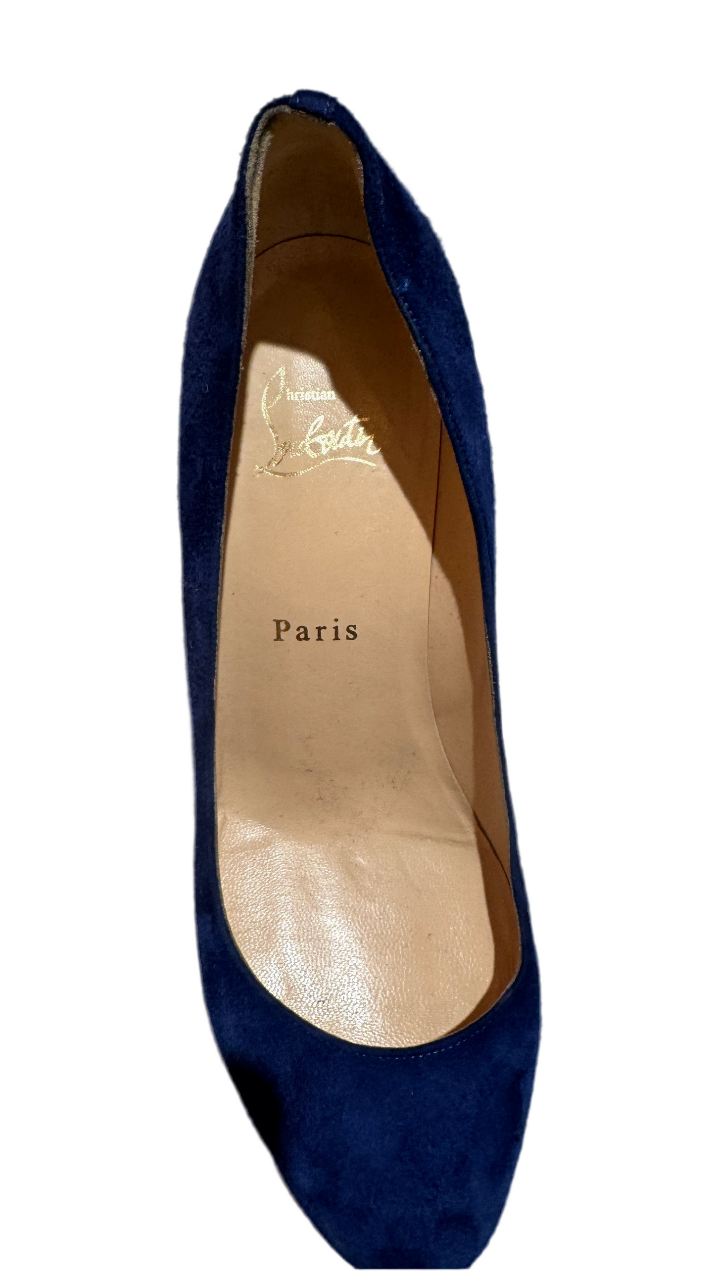 Christian Louboutin Blue Suede Wedge Heels