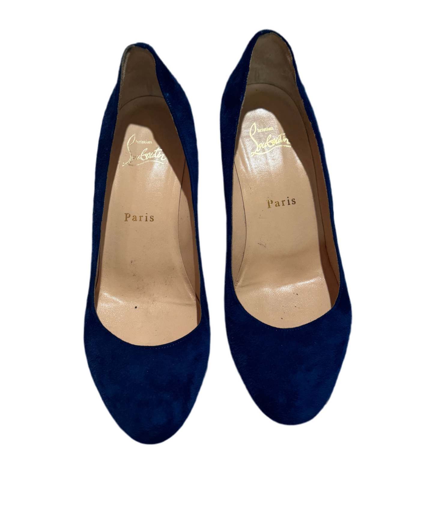Christian Louboutin Blue Suede Wedge Heels