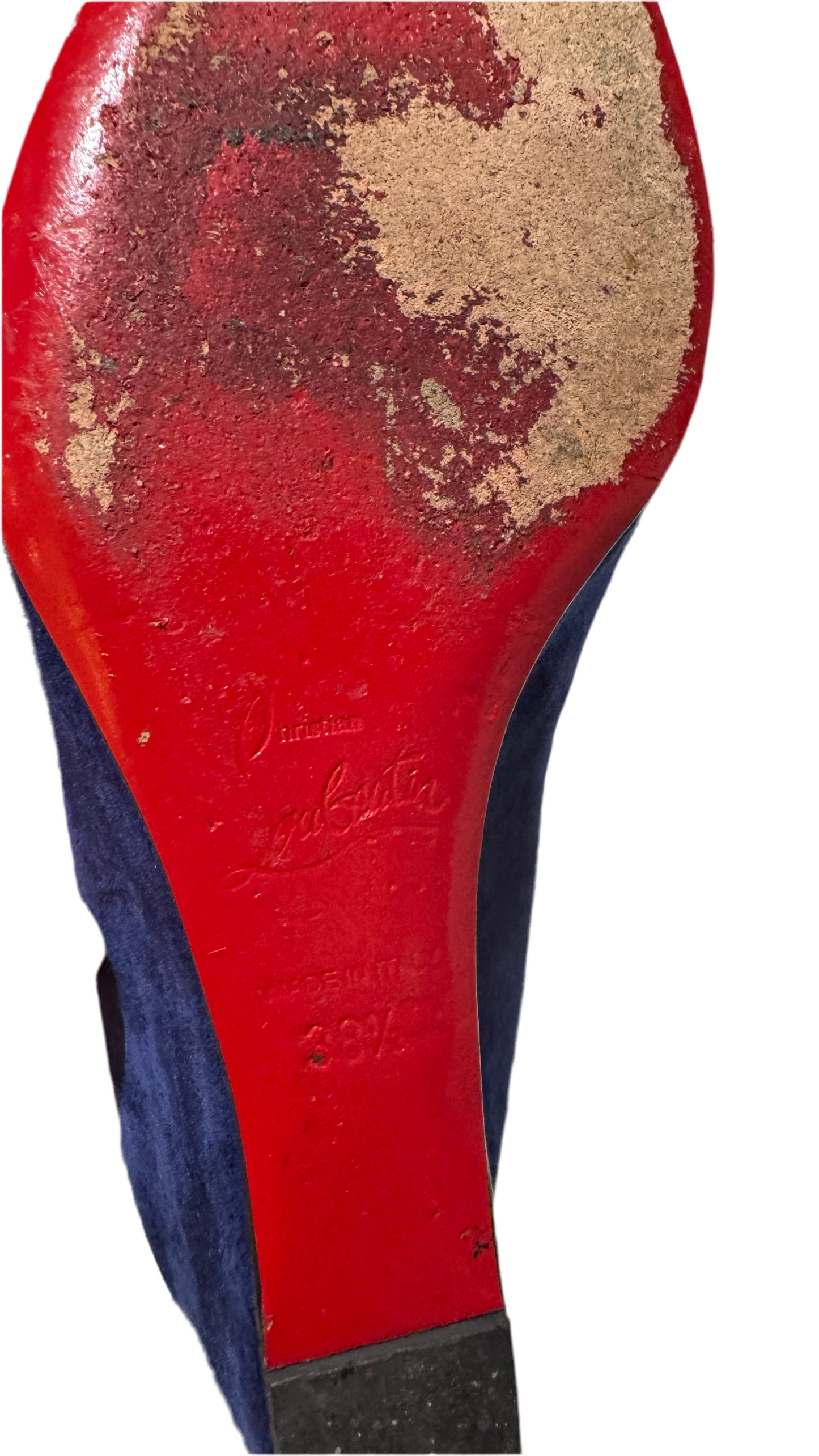 Christian Louboutin Blue Suede Wedge Heels
