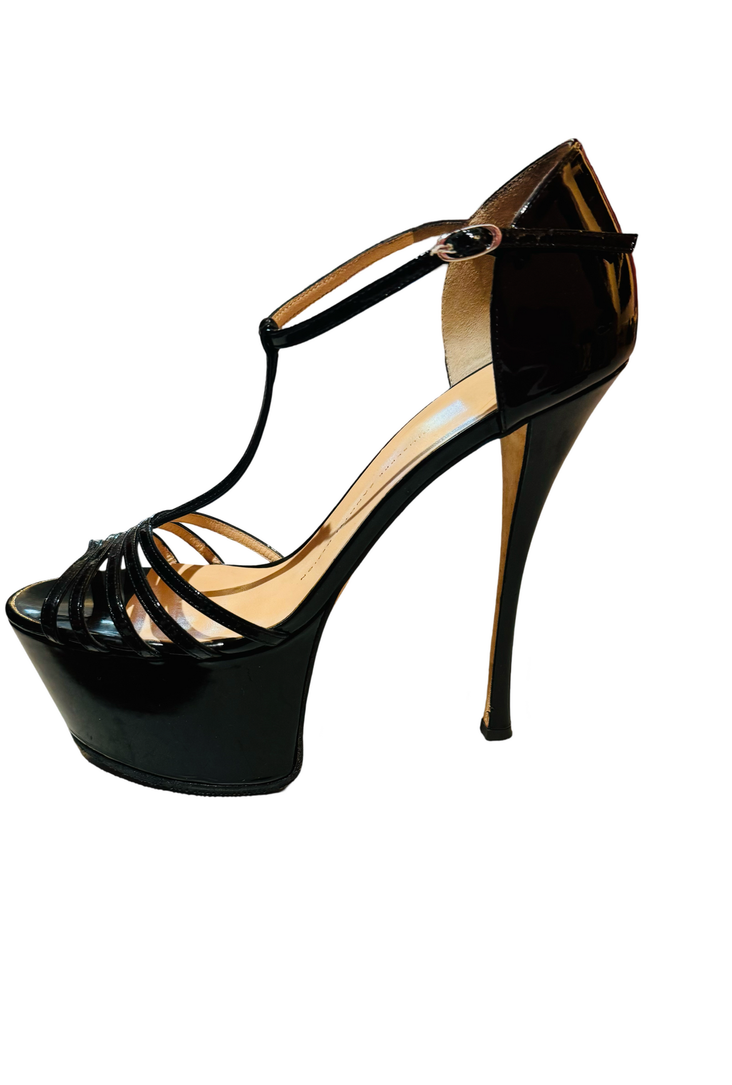 Giuseppe Zanotti black patent platform heel