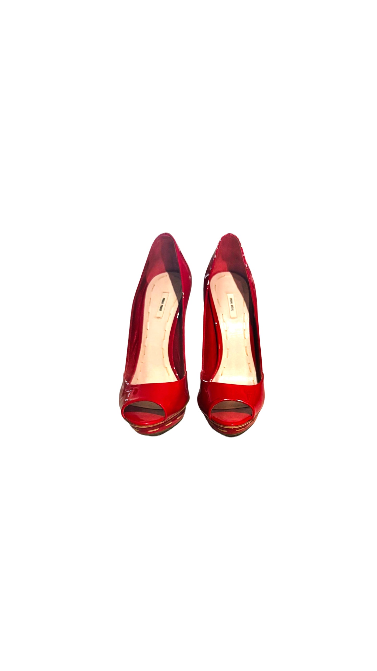 MIU MIU stitched PEEPTOE heel sz36.5