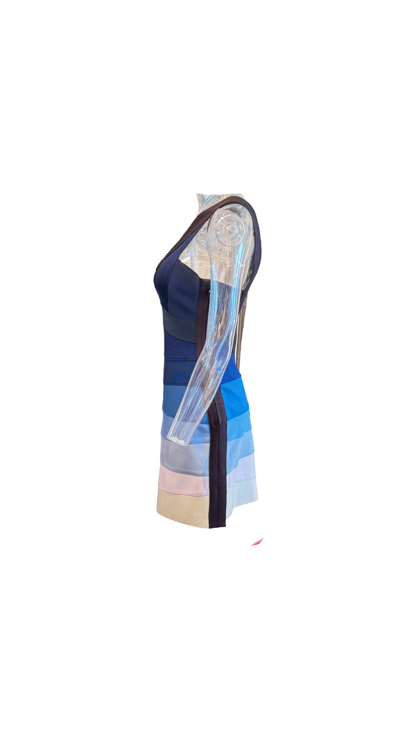 HERVE LEGER multi color one shoulder bandage dress