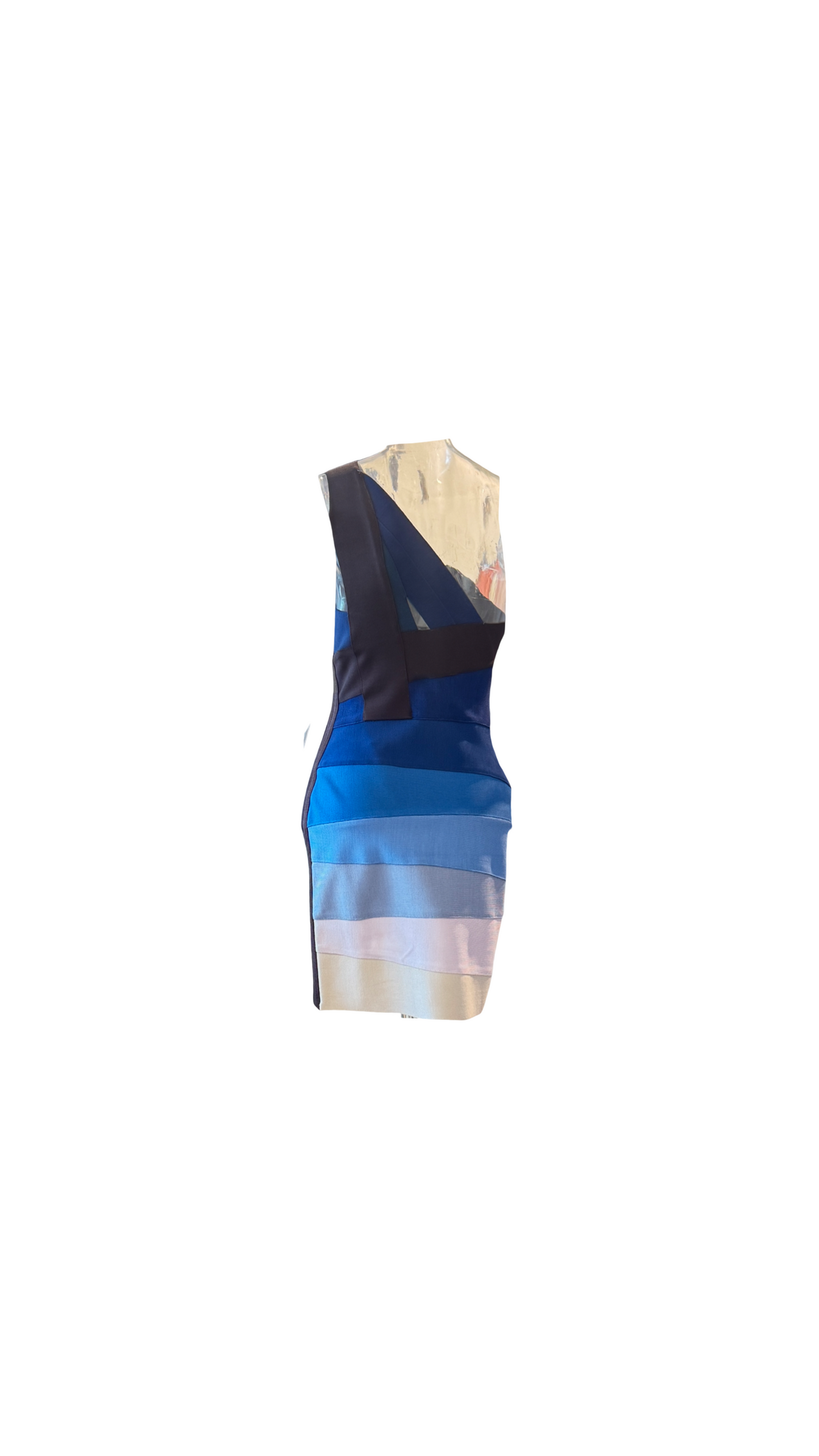 HERVE LEGER multi color one shoulder bandage dress