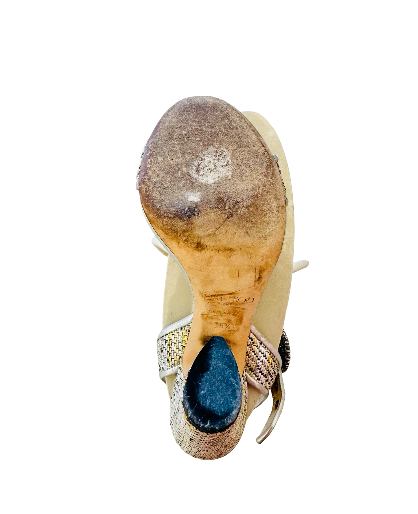 Jimmy Choo Mischa Woven Metallic Jeweled Sandal