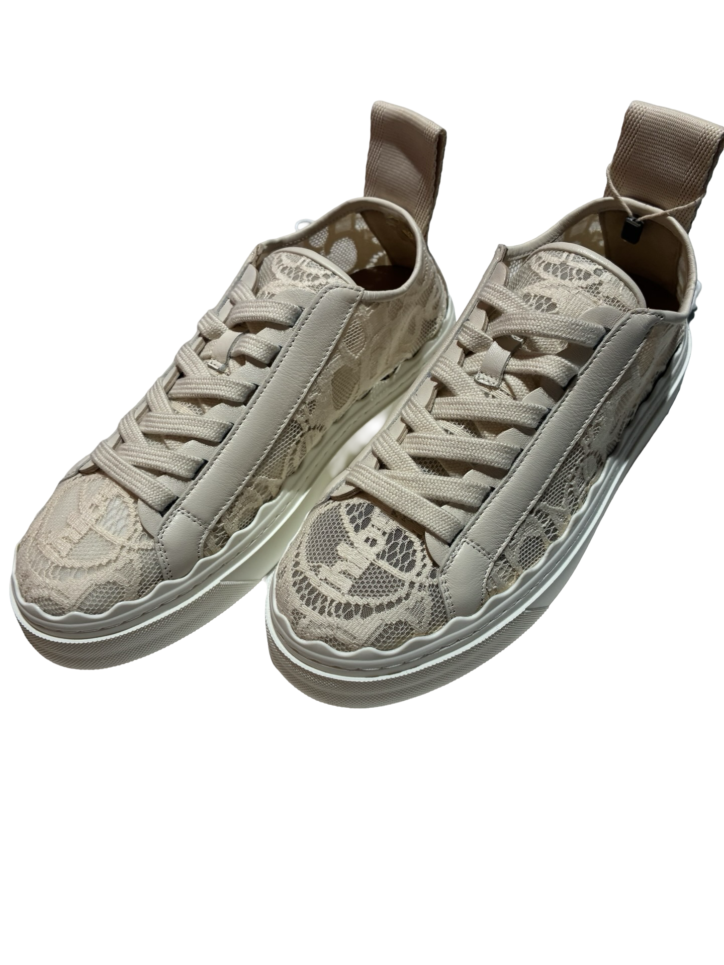 CHLOE Lauren ivory Lace Low-Top Sneakers