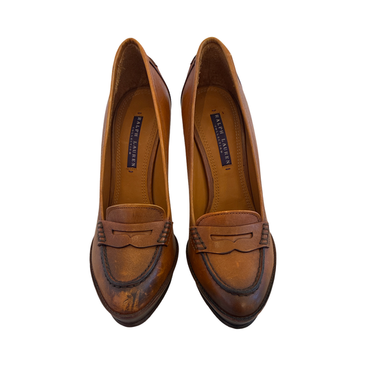 RALPH LAUREN VIONA LOAFER HEELS SZ38.5