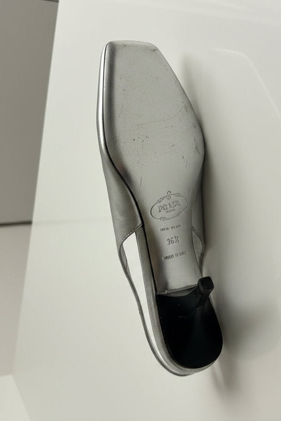 PRADA SILVER RHINESTONE PEEPTOE shoes