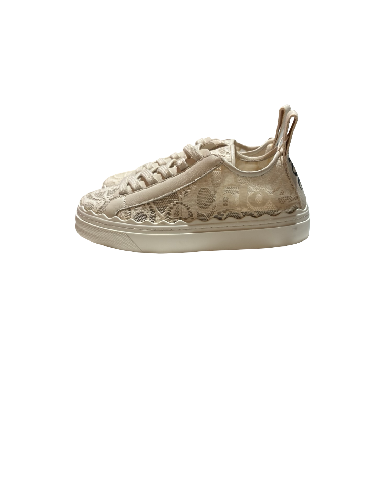 CHLOE Lauren ivory Lace Low-Top Sneakers