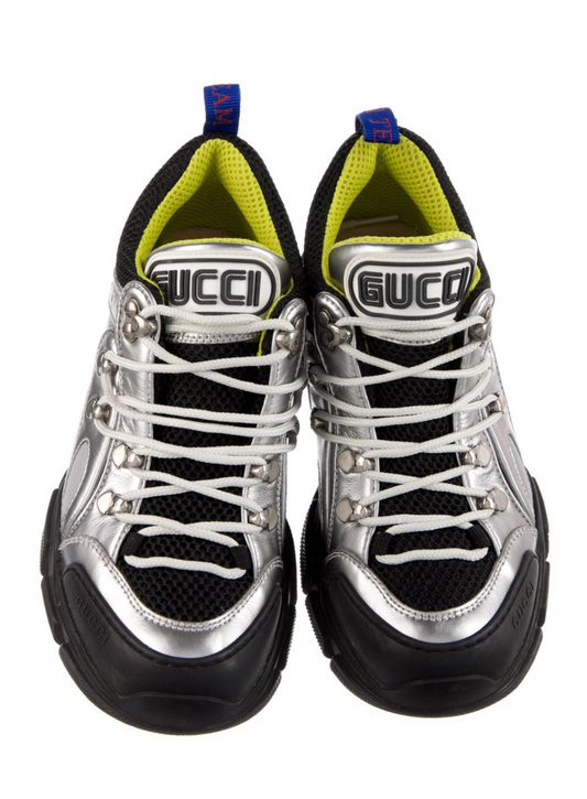 GUCCI leather color block pattern chunky sneakers sz39