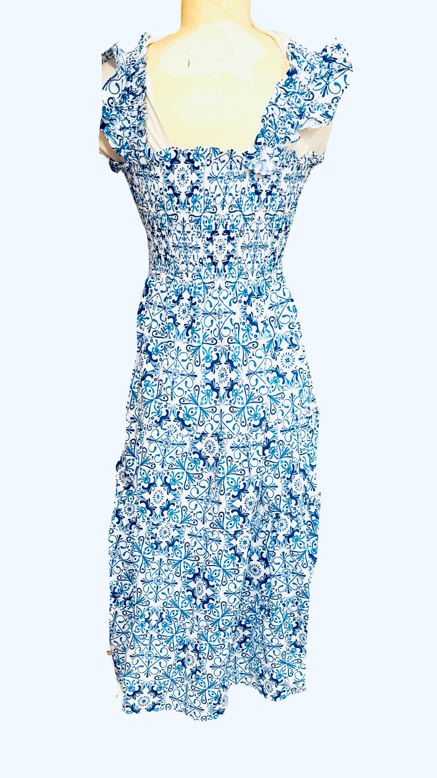 HILL HOUSE blue paisley print midi dress sz2