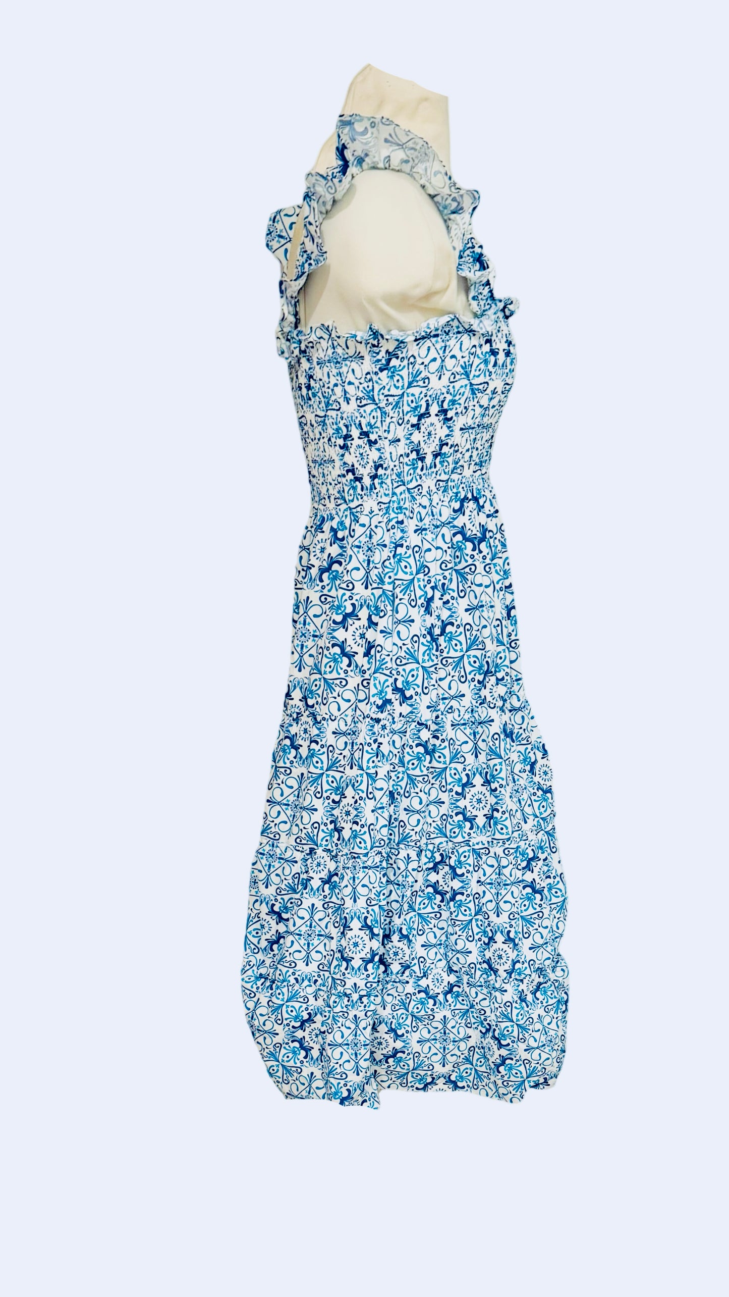 HILL HOUSE blue paisley print midi dress sz2