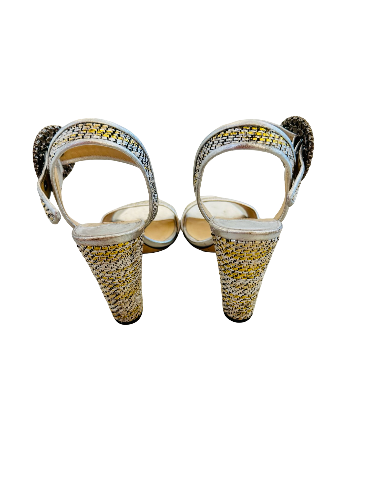 Jimmy Choo Mischa Woven Metallic Jeweled Sandal